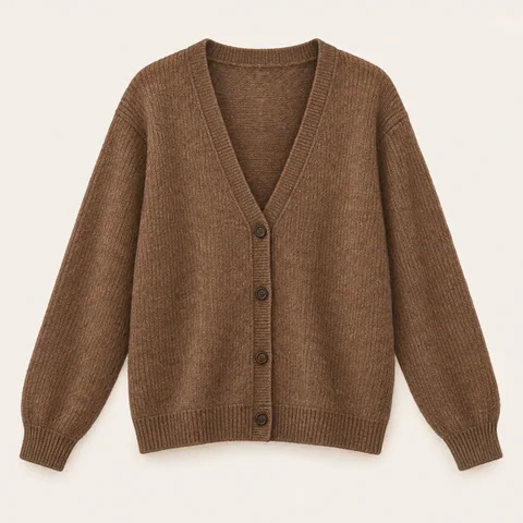 Eigene Stilvorschau: Brauner Cardigan mit V-Ausschnitt
