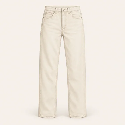 Eigene Stilvorschau: Ecrufarbene Straight-Jeans