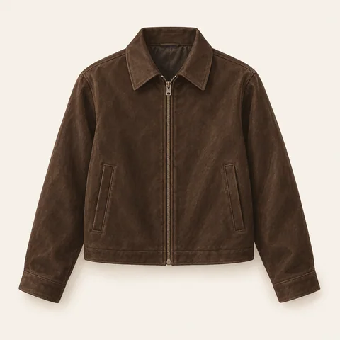 Eigene Stilvorschau: Dunkelbraune Jacke mit Hemdkragen