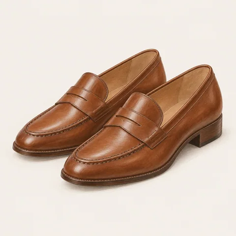 Eigene Stilvorschau: Cognacfarbene Pennyloafer