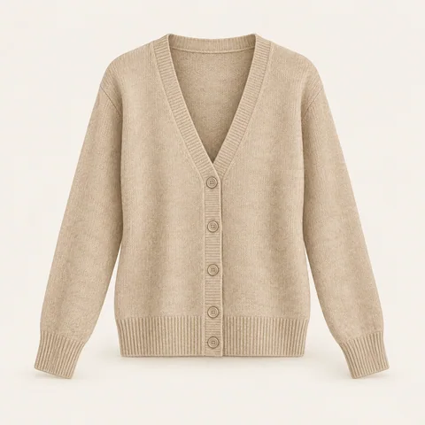 Eigene Stilvorschau: Beiger V-Cardigan