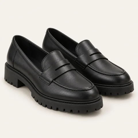 Eigene Stilvorschau: Schwarze Loafer mit Profilsohle