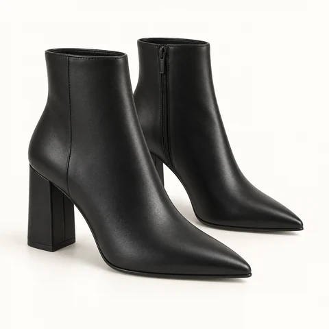 Eigene Stilvorschau: Spitze schwarze Blockabsatz-Boots
