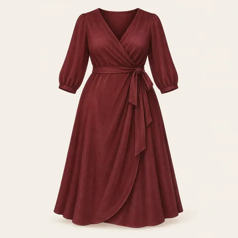Eigene Stilvorschau: SCOMCHIC Midi-Wickelkleid · große Größen