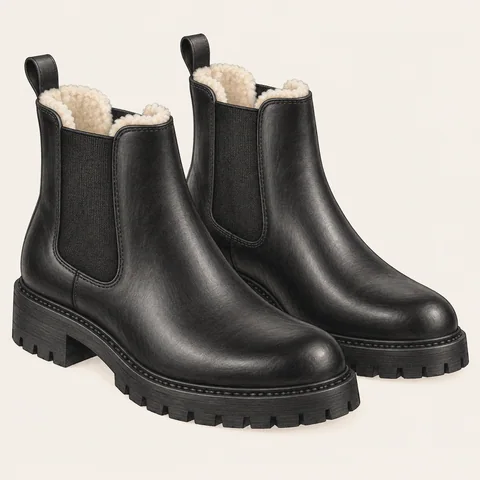 Eigene Stilvorschau: Schwarze Chelsea Boots mit Warmfutter