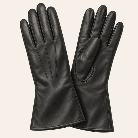 Eigene Stilvorschau: Schwarze Lederhandschuhe mit Wollfutter