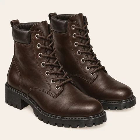 Eigene Stilvorschau: Braune Winter-Schnürboots mit Isolierung