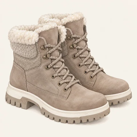 Eigene Stilvorschau: Taupefarbene Schnürboots mit Warmfutter