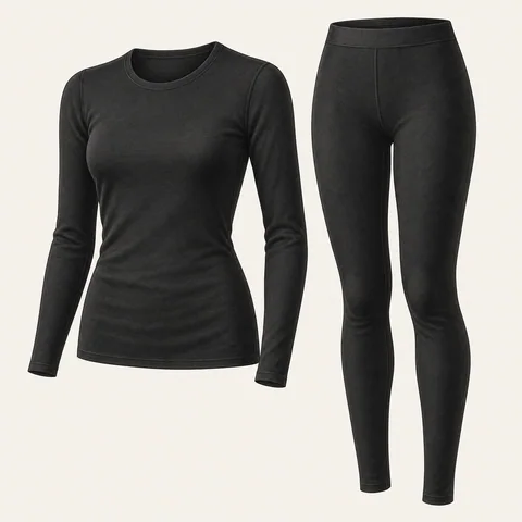 Eigene Stilvorschau: Schwarzes Merino-Thermoset zum Daruntertragen